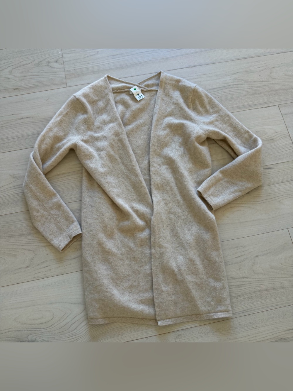 Garnet Hill Cashmere Lightweight Open-Front Cardigan in Beige